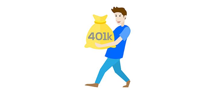 man carrying 401k savings illustration