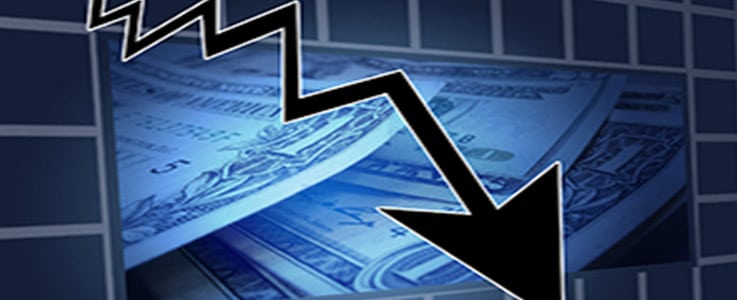 falling stock exchange arrow cash background
