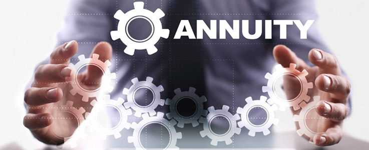 man working annuity gears graphic