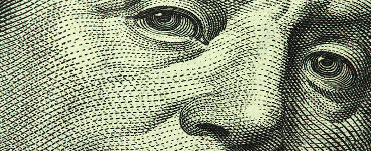 hundred dollar bill ben franklin close up