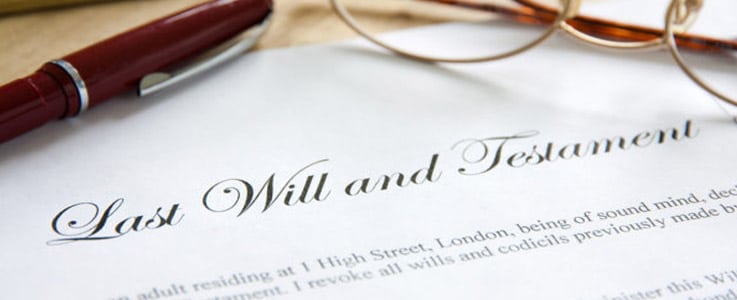 last will and testament cursive close up