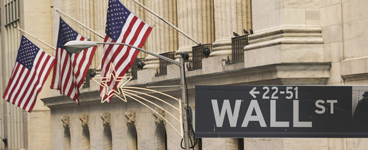 wall street with road sign