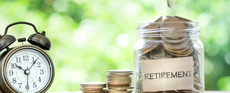 retirement savings with alarm clock ticking