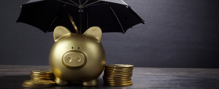 piggy bank with umbrella protection