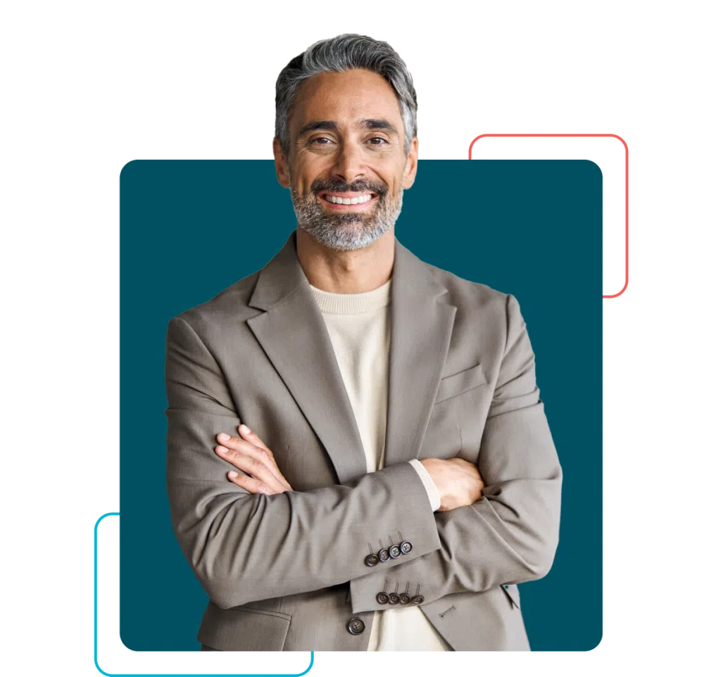 Man with grey hair looking happy